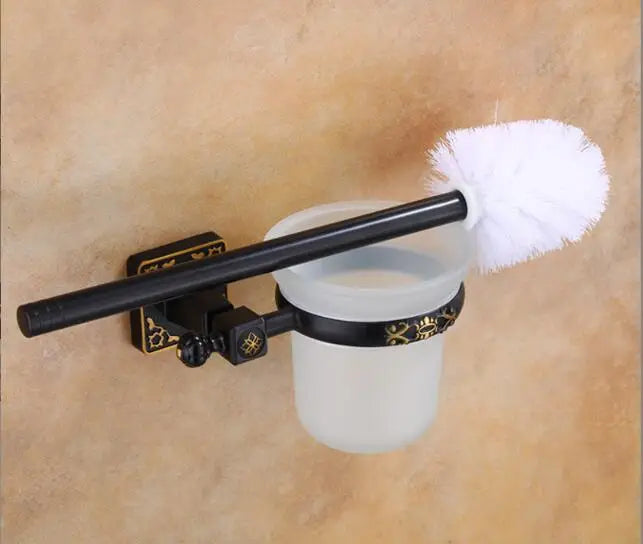 porte brosse wc bronze ornements floraux brosse aluminium pot rangement classique plaque noir