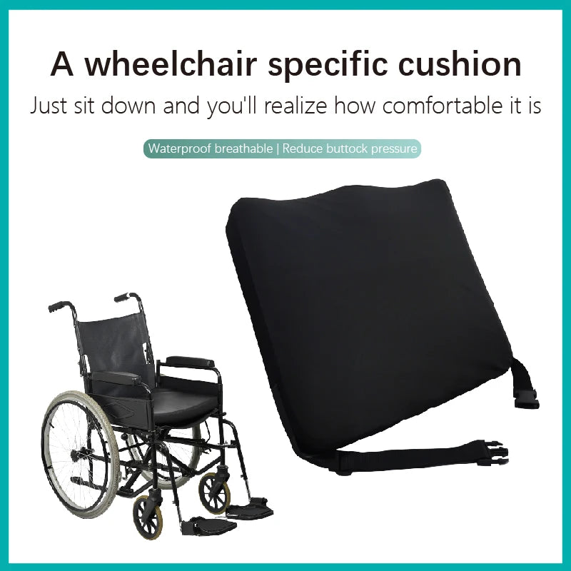 coussin fauteuil roulant imperméable anti décubitus bleu blanc mousse pe texture gel douceur ceinture