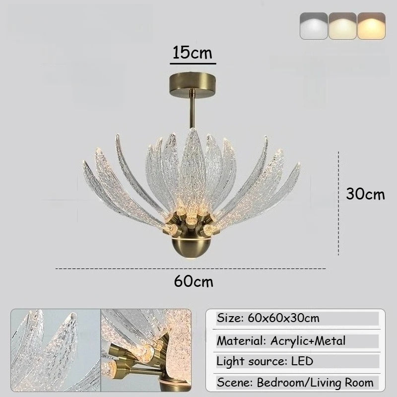 suspension lumineuse moderne transparente dorée cuivre argentée texture craquelée intérieur chambre salon