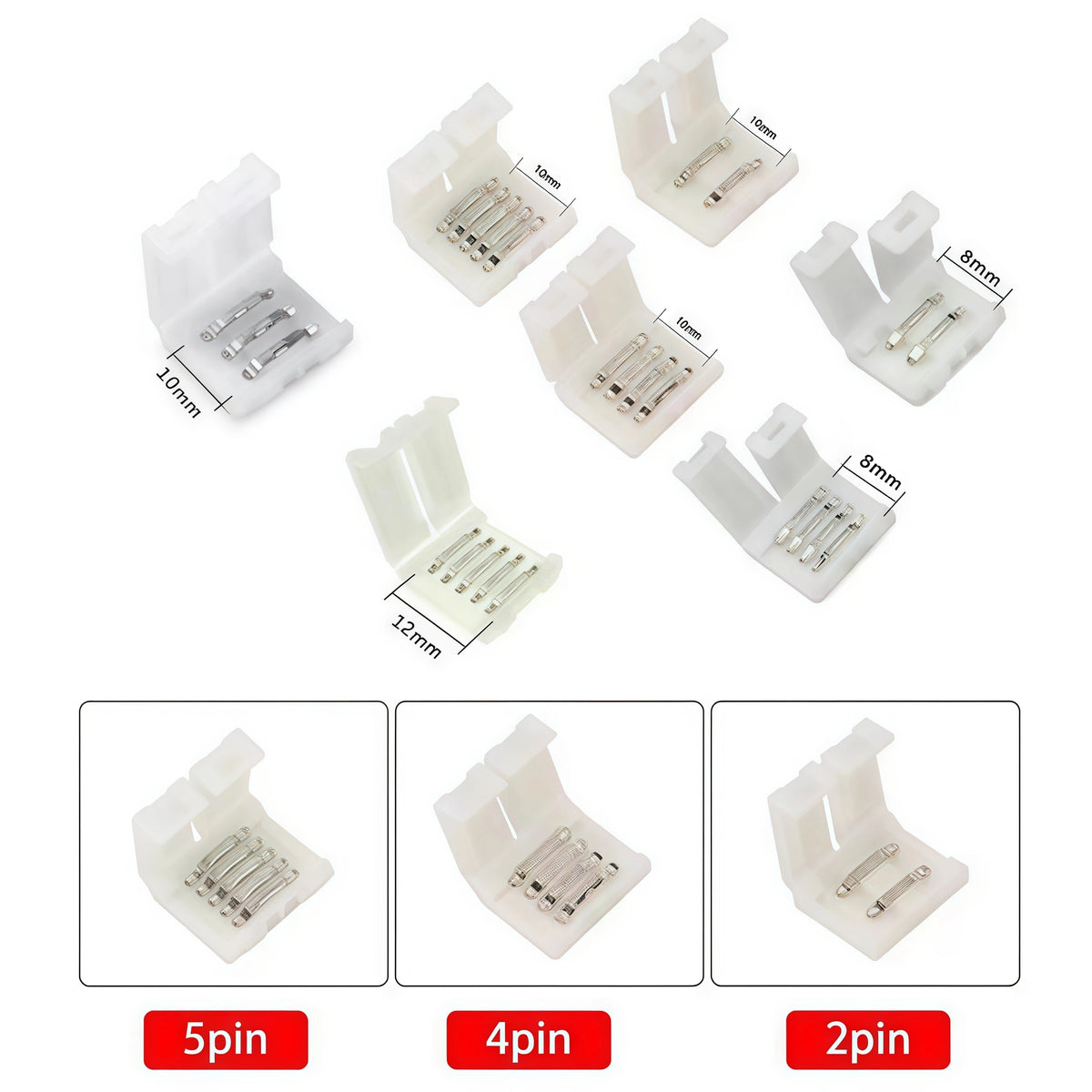 ruban led broches 10 pieces noir blanc rouge vert bleu adhésif 8mm 10mm moderne