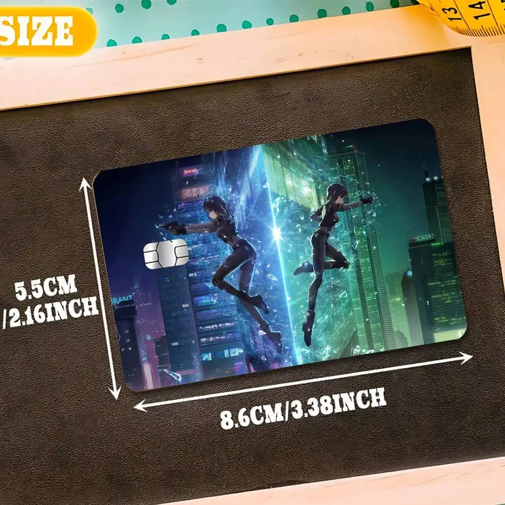 sticker anime ghost shell waterproof réutilisable moderne graphique carte crédit pièces