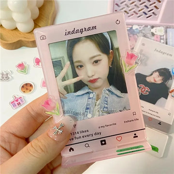 cadre photo moderne rose clair imprimé transparent clips magnétiques émojis décoration maison photo card