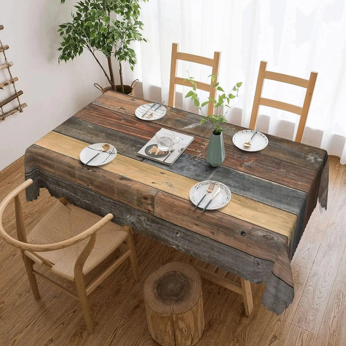 nappe table rustique vintage texture bois gris brun clair moderne réutilisable rectangle maison