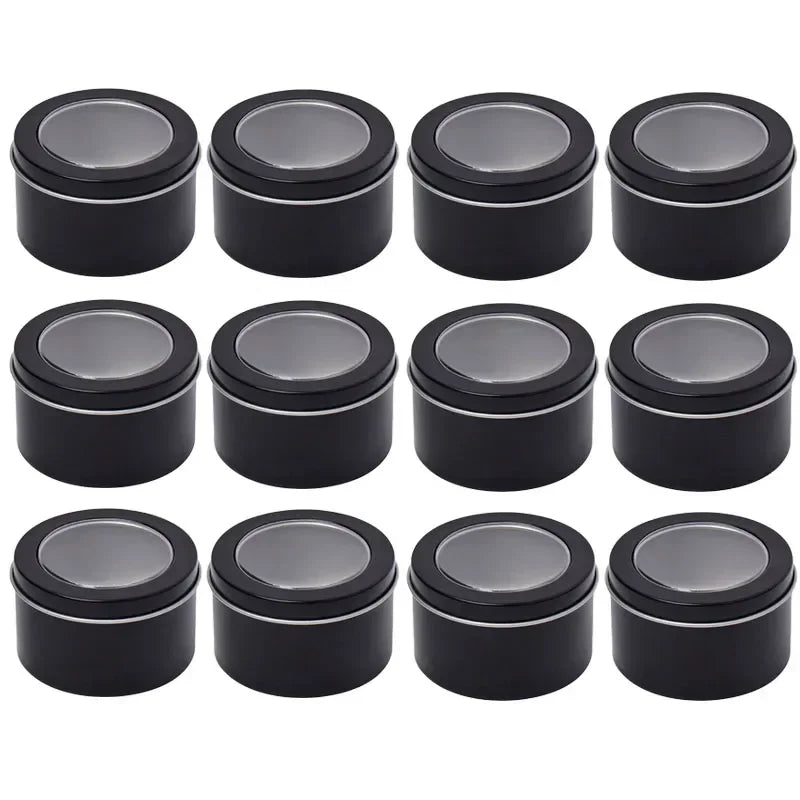 boîtes rondes métal or noir argent contemporaines rangement cosmétiques skincare organiser travel tins cream