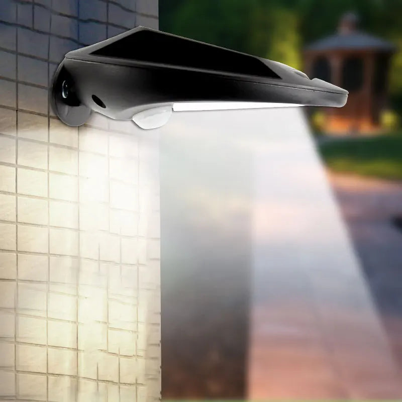 lampe solaire murale noire détecteur mouvement ip65 led moderne absextérieur autonomie