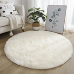 tapis rond peluche douce moderne blanc rose bleu salon chambre décoration extérieur sdb toilette