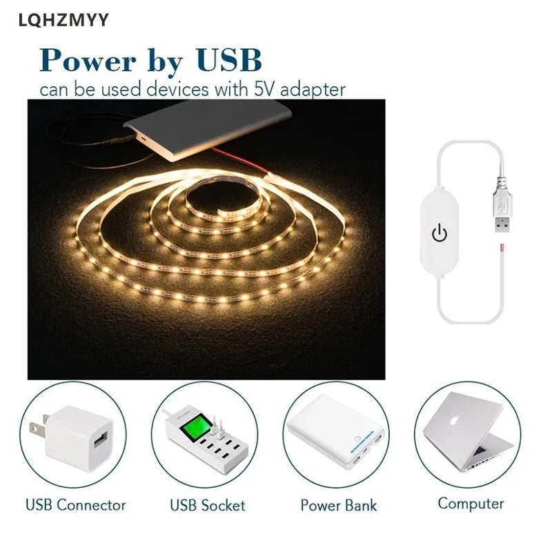 bande led flexible blanc 3000k 6000k controle tactile usb alimentation adaptable