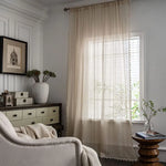rideau boho chic coton beige clair dentelle semi transparent franges européennes