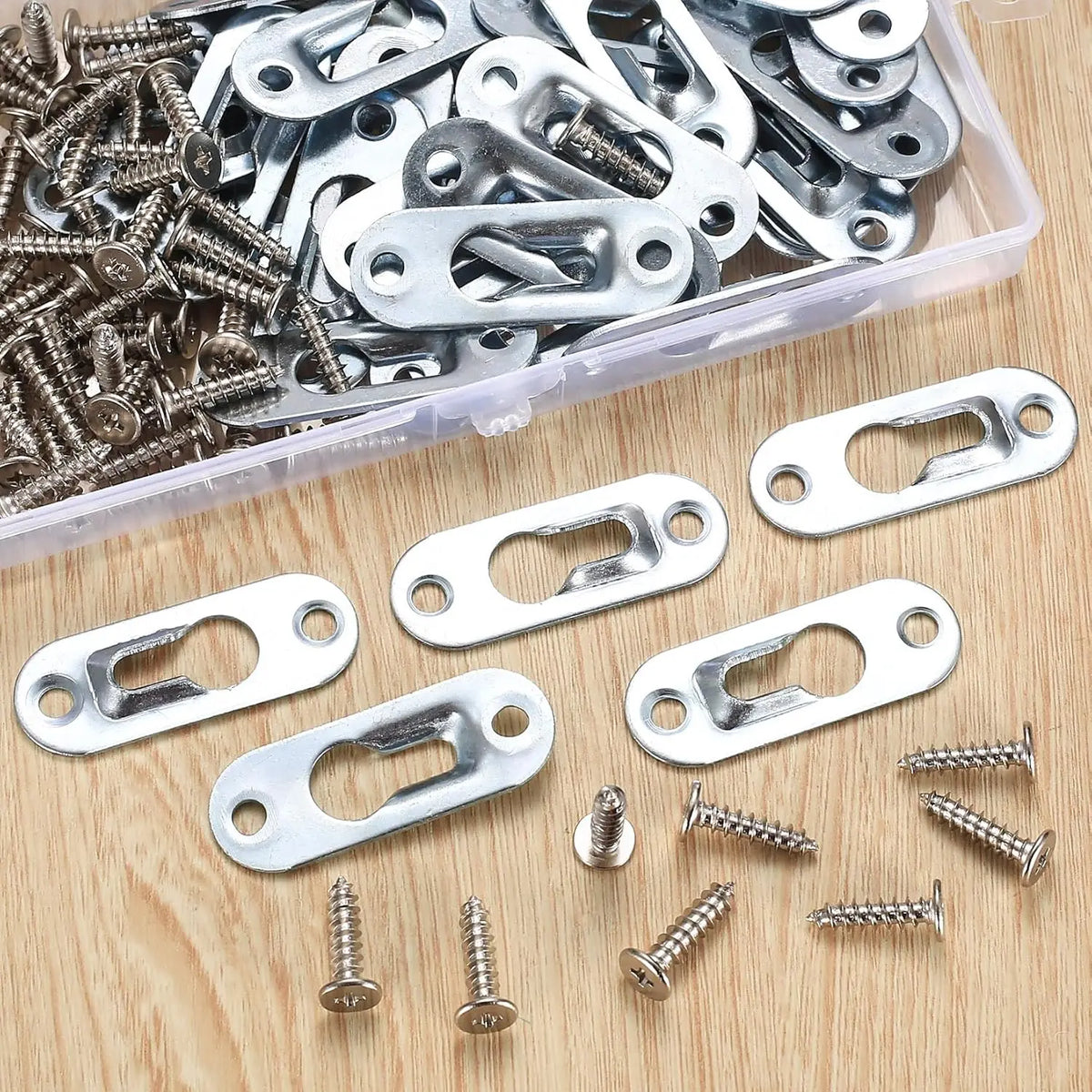 clips fixation cadres photo argenté moderne vis montage images tableaux miroirs accessoires echangementversible collectionnement