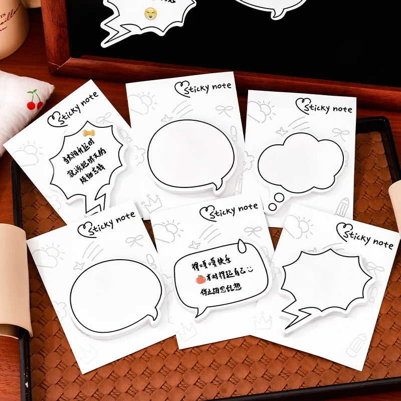notes autocollantes blancs motifs bulles soleil couronne adhésif moderne graphique scrapbooking fournitures