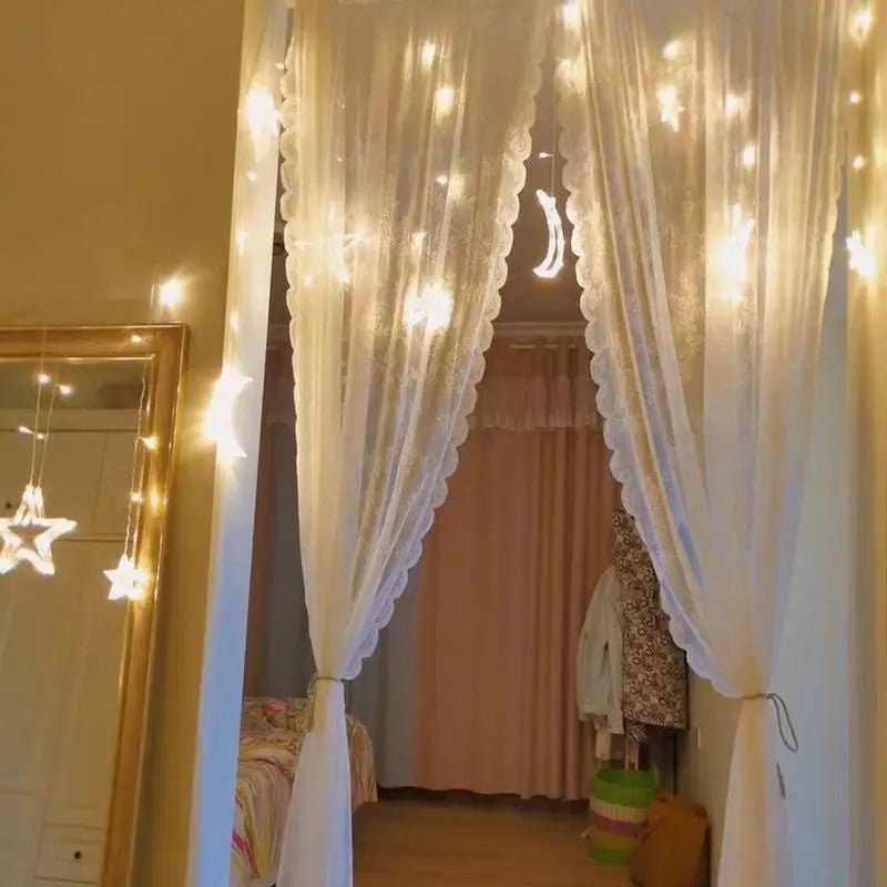 rideau blanc broderie florale transparent classique quatre saisons salon chambre