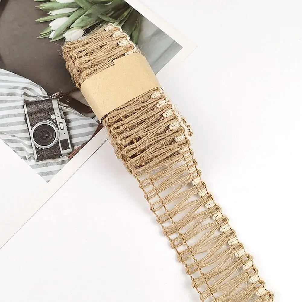 ruban jute beige motif géométrique rustique double face emballage cadeau decoration maison