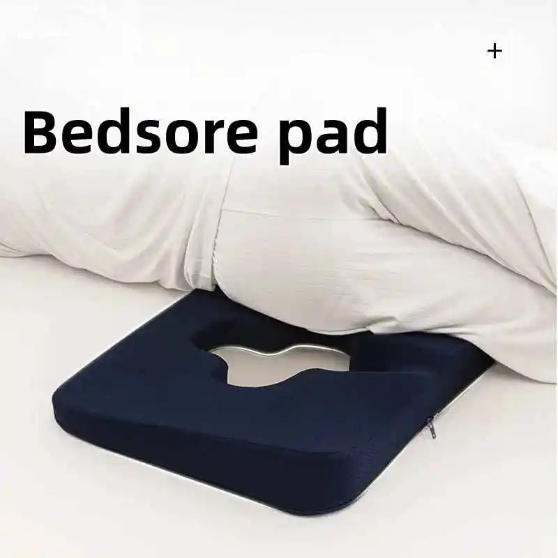 coussin prévention ulcères pression bleu foncé mousse pu polyester tissu petits points confortable ergonomique