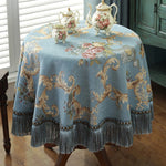 nappe table ronde brodée fleurs roses classique vintage 140cm 180cm 200cm 230cm blanc crème