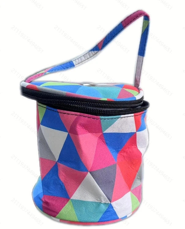 sac main rond polyestère réutilisable multi usages vert rose patchwork vintage fleur animal gravures
