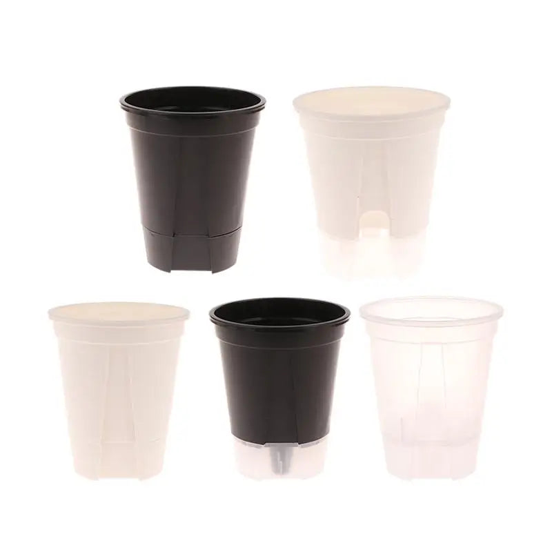 pots fleurs noirs blancs modernes couvercles perforés tailles diverses hydroponie jardinage