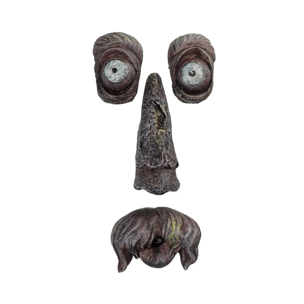 masque arbre résine yeux plastique moustache barbe artisanal jardin décoration pastorale naturelle