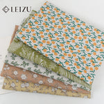 tissu coton lin floral orange feuilles blancs vintage naturel 180x150cm 45x150cm 90x150cm résistance abrasion