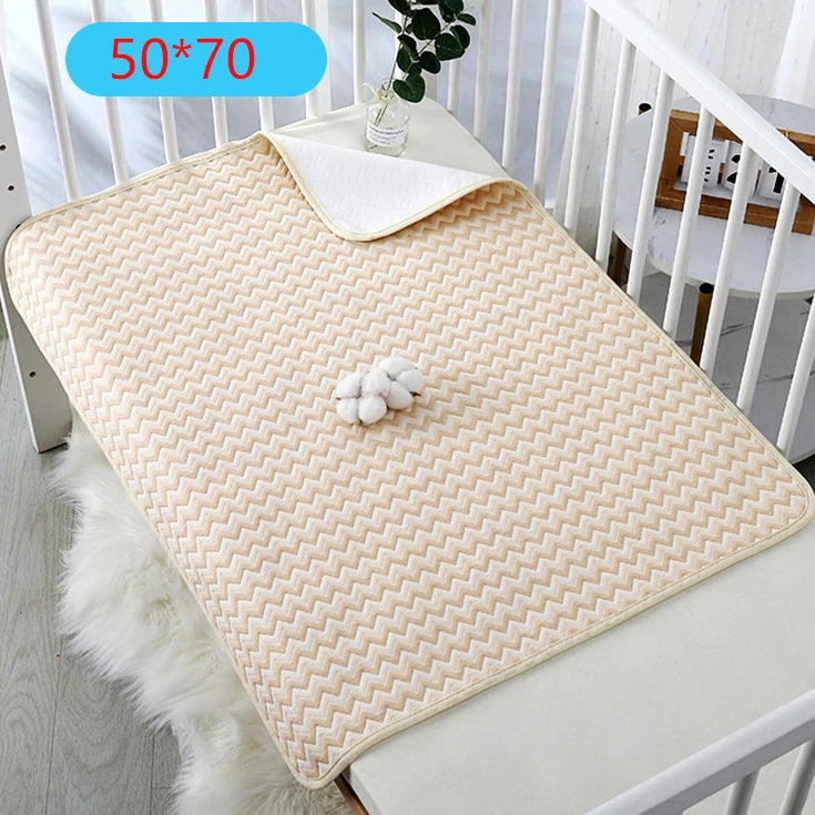 tapis bébé rose bleu zigzag blanc anti urine réutilisable coton moderne doux chambre bébé