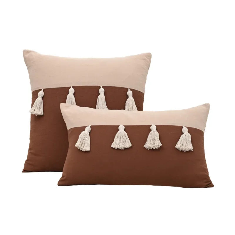 coussins décoratifs gris rose vert modernes fixés tasseaux blancs 45x45cm 30x50cm