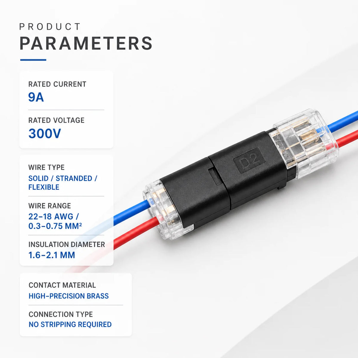 connecteurs câble noir transparent moderne basse tension 50 pièces raccordement facile led packaging