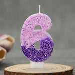 bougies forme chiffres pailletées violettes blanches décoratives anniversaire festive filles garçons