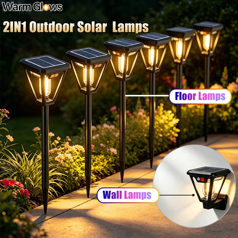 lampes solaires détecteur mouvement extérieures étanches sol mur vintage métal ampoule transparente