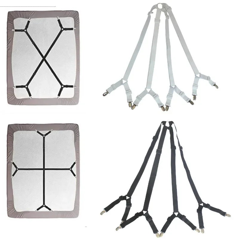 bretelles lit clips support drap noir gris fixations métal triangles ajustables adultes