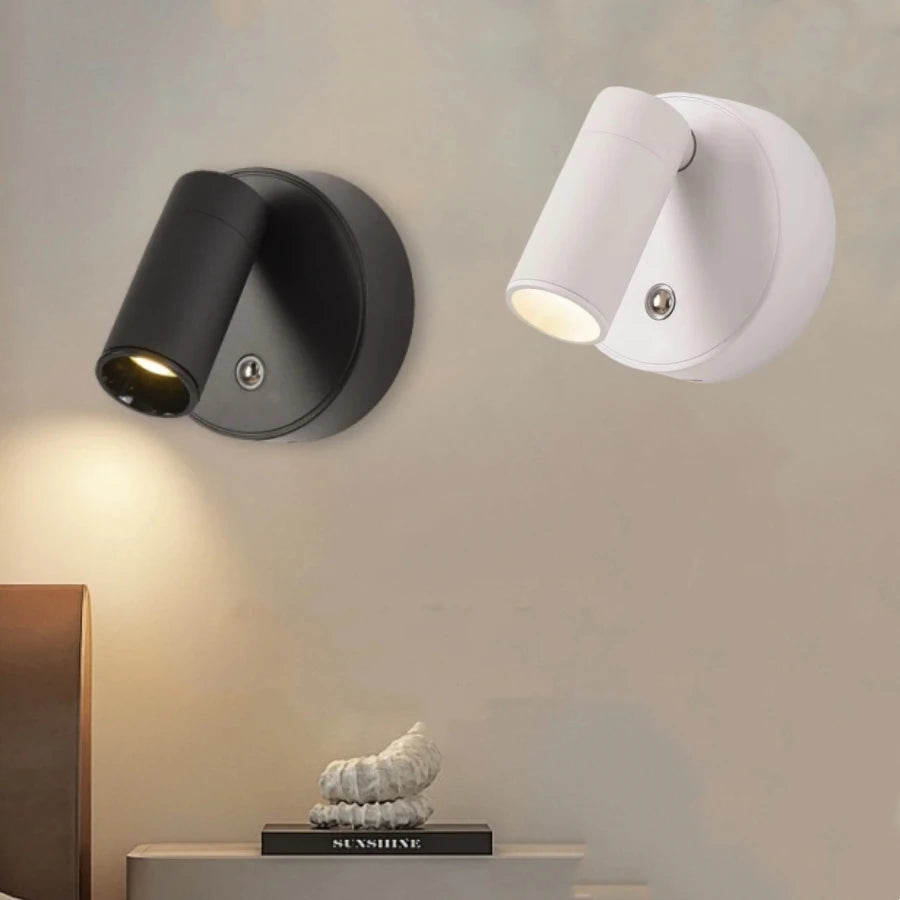 applique murale led rechargeable aimant noir blanc interrupteur tactile rotation 360 moderne chambre étude