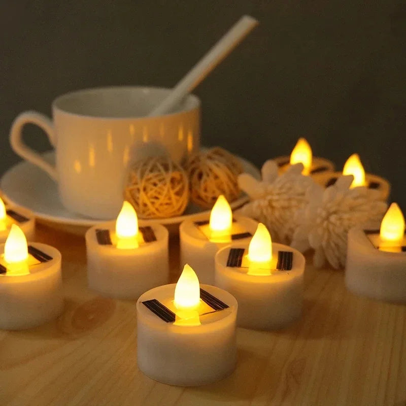 bougies led solaires rechargeables blanc modernes adhésives extérieures intérieures festive jardin decoration