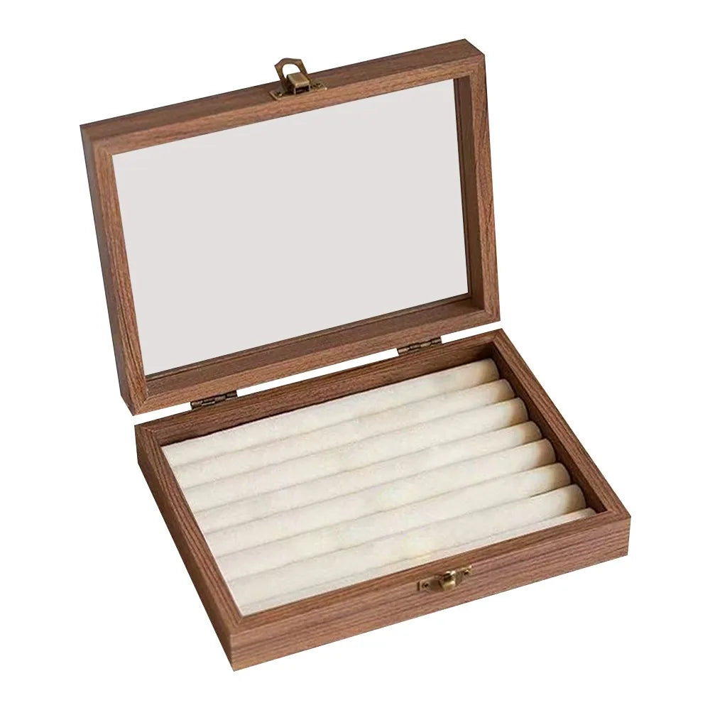 boîte bijoux bois marron compartiments velours transparente cadenas classique moderne