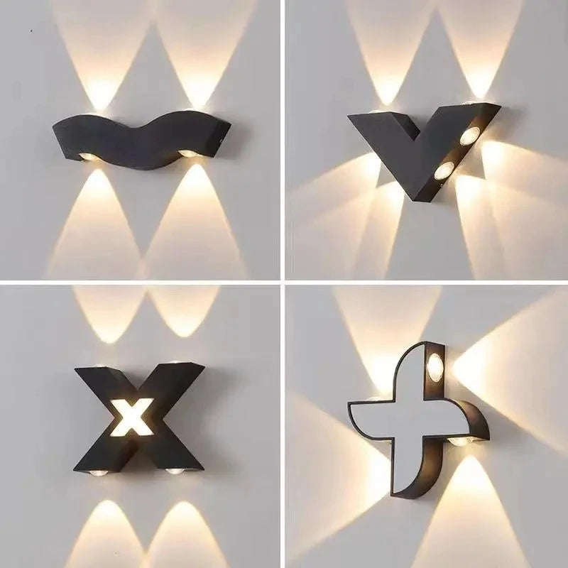 applique murale led noir contemporaine 4w 6w 7w interrupteur bouton geometrique simple