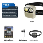 lampe frontale rechargeable led noir jaune étanche longue durée batterieextérieur pêche capteur headlamp multifonctionnelle