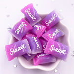 cabochons résine colorée 3d bonbons violet rose bleu jaune gradient brillants scrapbook artisanat