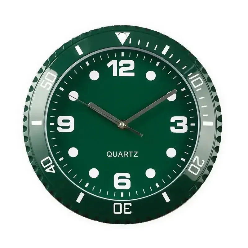 horloge murale moderne abstraite verte numéros blancs salon aiguille fixée