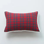 housses coussin décoratives noël motif tartan brodé rouge blanc traditionnel décoration intérieure