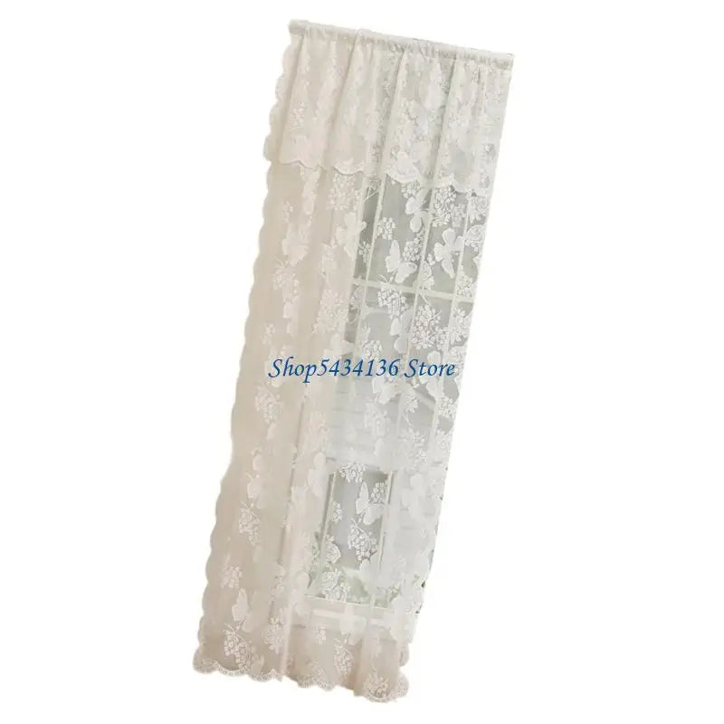 rideau noir blanc papillons dentelle transparent classique romantique fenêtre extérieure pastorale polyester