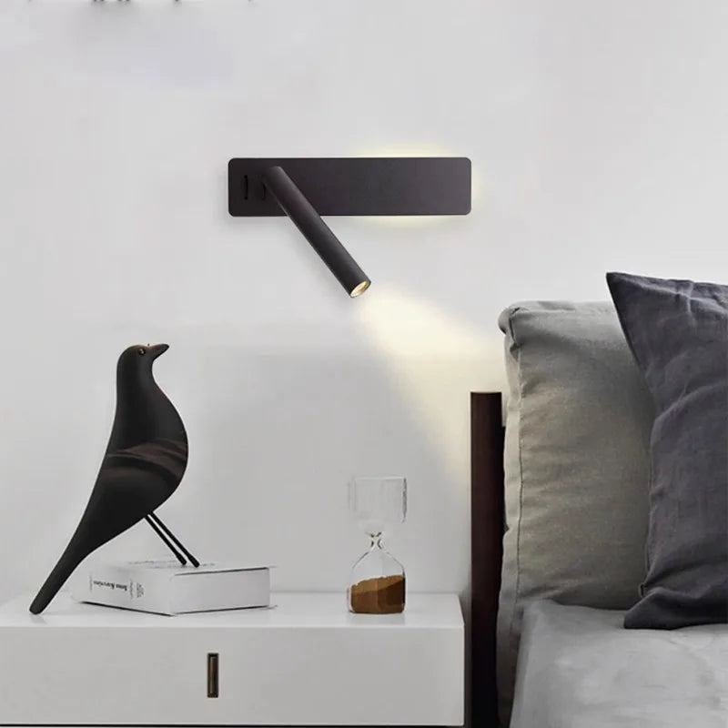 lampe murale moderne minimaliste fixée mur blanc LED deux sources lumineuses chambre cuisine salle