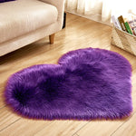 tapis forme coeur fausse fourrure doux blanc rose chambre sol