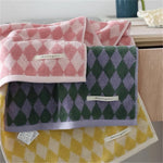 serviettes coton carreaux géométriques vert violet jaune rose rapide machine moderne