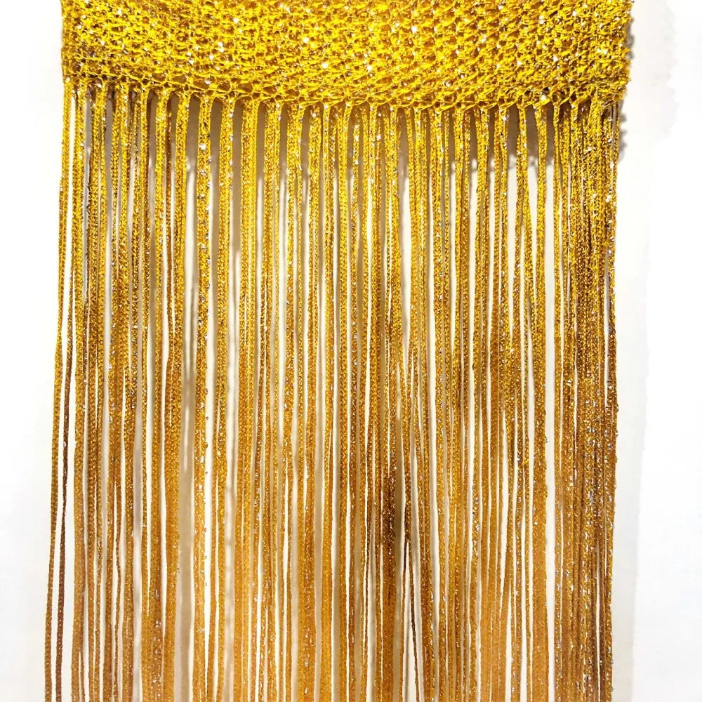 rideaux modernes argentés 1m 2m franges brillantes polyester translucides chambre