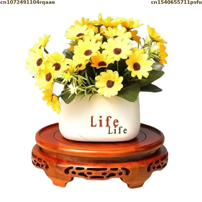 support fleurs bois massif marron foncé classique décoration intérieur maison