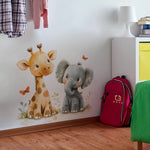 sticker mural animal girafe éléphant papillon feuille enfant chambre décoration intérieure imperméable autocollant