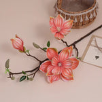 décoration intérieure branche magnolia artificielle fleurs rose blanches naturel salon maison événements