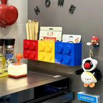 boîte rangement aimants murale cuillères boutons lego rouge bleu moderne ludique respectueux environnement
