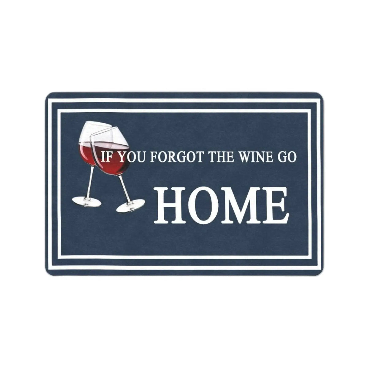 tapis bleu marine blanc humour vin texte moderne extérieur entrée 24x16 Inch