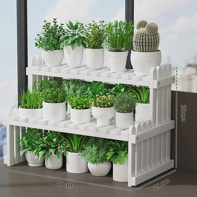 étagère plante bambou moderne simple niveaux naturel hauteur 30cm largeur 57cm