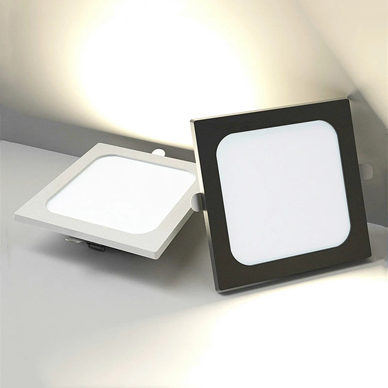 plafonnier led encastrable carré ultra mince aluminium moderne salon cuisine chambre blanc noir