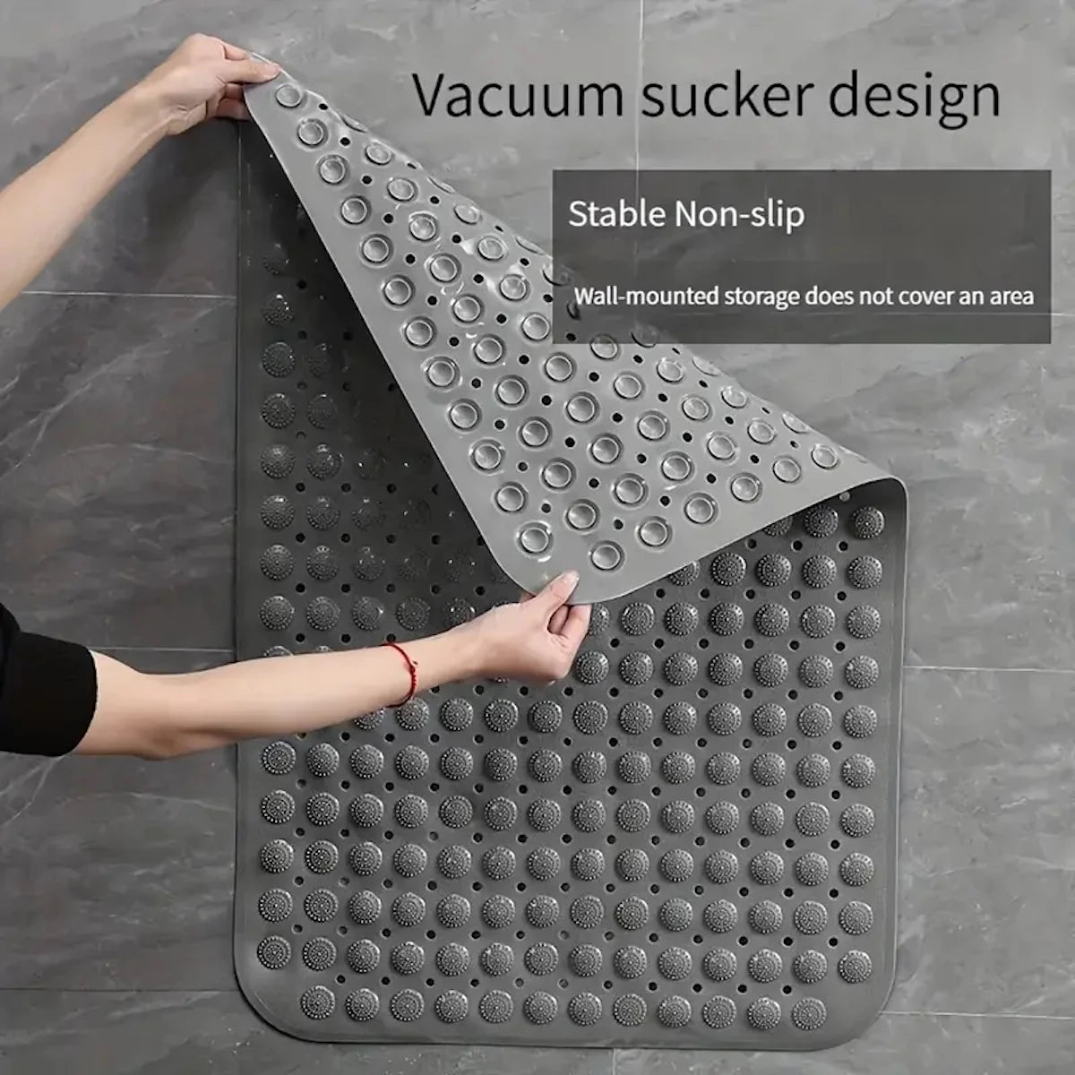 tapis bain antidérapant perforé gris blanc points massage 35x70cm salle bain moderne fonctionnel