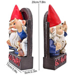 statue gnome humoristique résine rouge blanc bleu écureuil plaque go away noel decoration exterieure